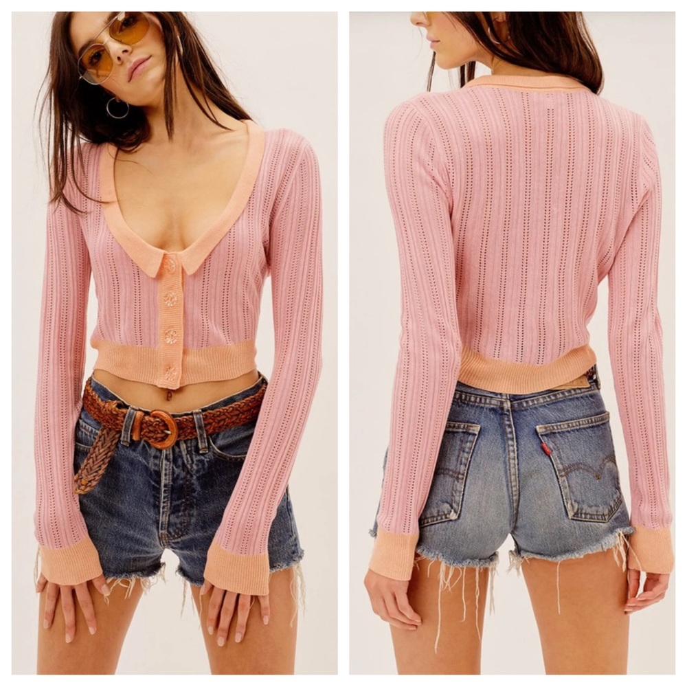 FOR LOVE AND LEMONS Phoebe Pointelle Cardigan nwot